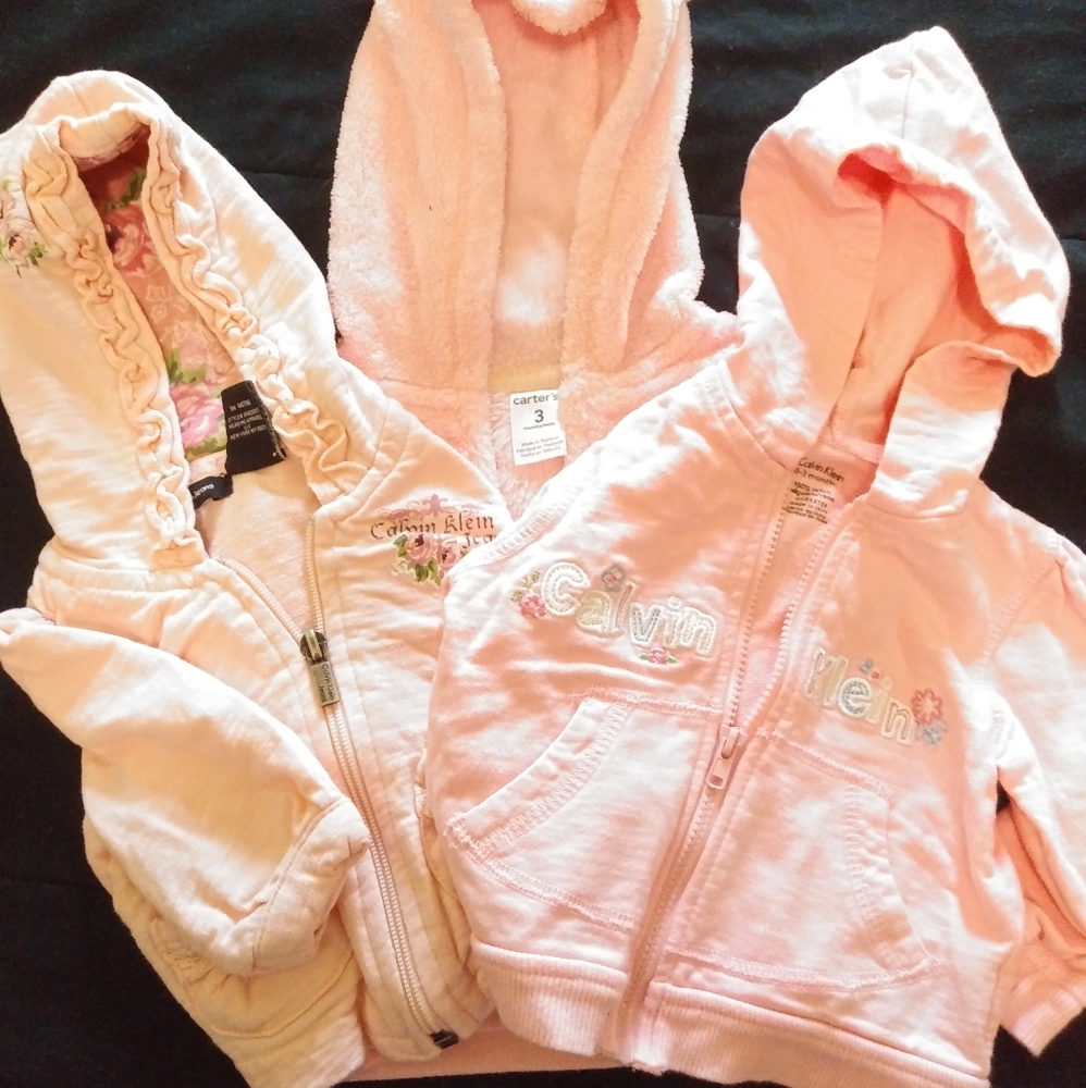 3 baby girl hoodies 0-3 Months